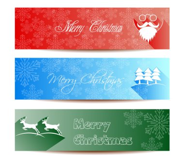 Merry Christmas banner tasarım, vektör çizim ayarla