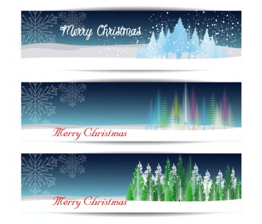 Merry Christmas banner tasarım, vektör çizim ayarla