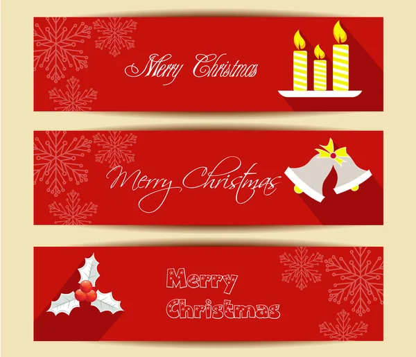 Merry Christmas banners set design, vector illustration — Stock Vector