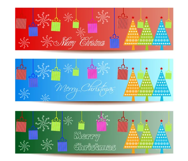 Merry Christmas banners set design, vector illustration — Stock Vector