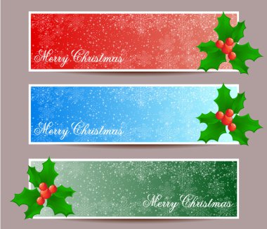 Merry Christmas banner tasarım, vektör çizim ayarla