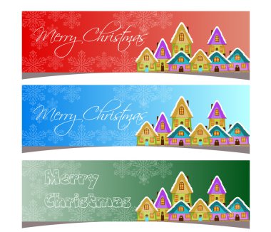 Merry Christmas banner tasarım, vektör çizim ayarla