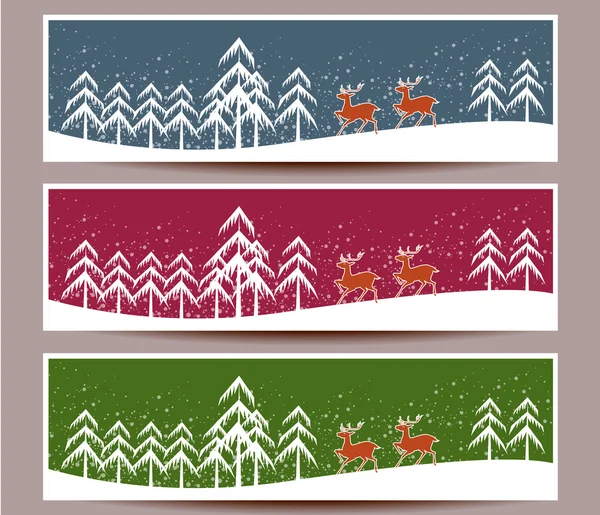 Frohe Weihnachten Banner Set-Design, Vektorillustration — Stockvektor