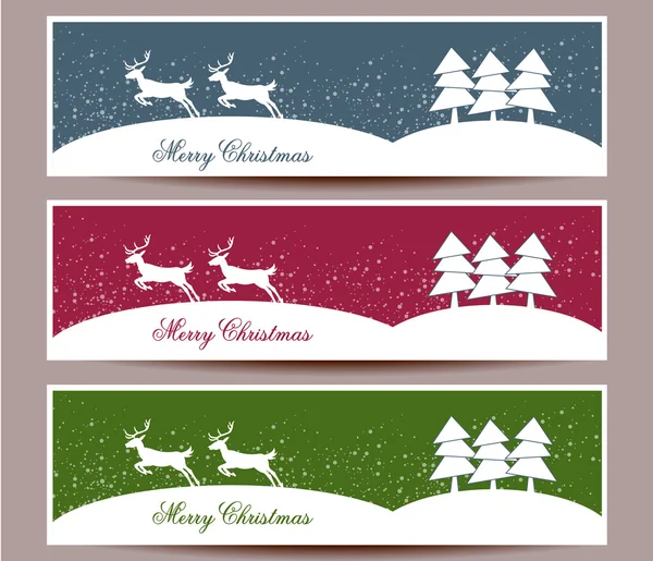 Feliz Navidad banners conjunto de diseño, vector de ilustración — Vector de stock