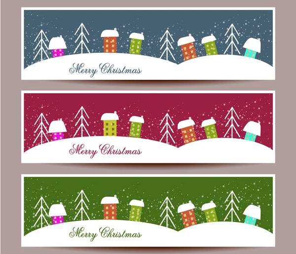 Merry Christmas banners set design, vector illustration — Stock Vector