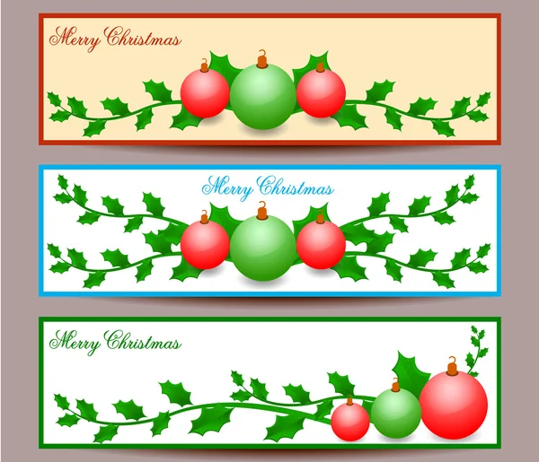 Merry Christmas banner tasarım, vektör çizim ayarla — Stok Vektör