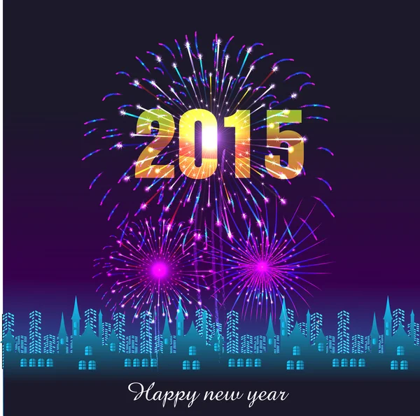 Bonne année 2015 avec fond de feux d'artifice — Image vectorielle