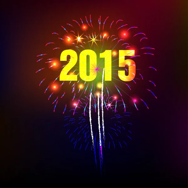 Feliz Ano Novo 2015 com fundo fogos de artifício —  Vetores de Stock