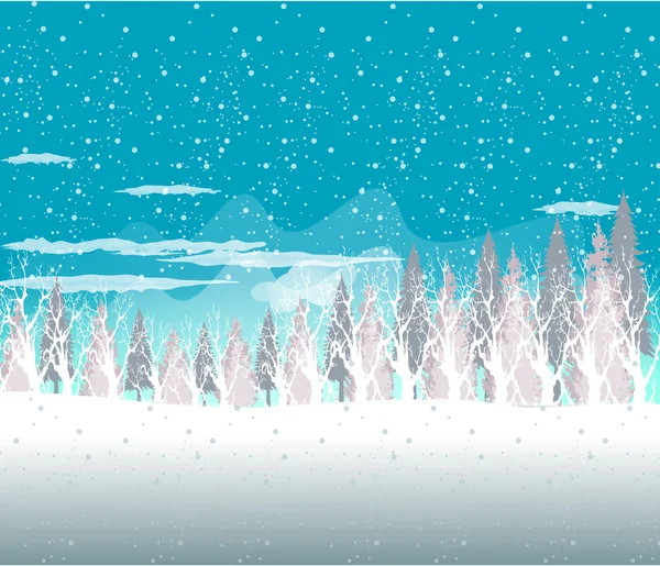 Holiday winter landscape background with winter tree — Stock Vector