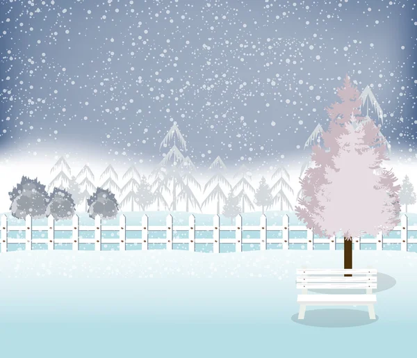 Holiday winter landscape background with winter tree — Stock Vector