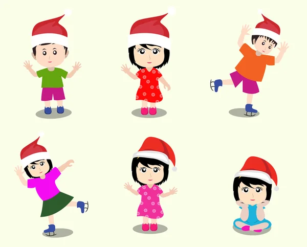 Feliz Navidad con niños felices y tableta — Archivo Imágenes Vectoriales