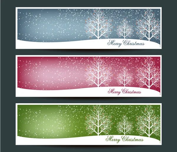 Merry Christmas banners set design, vector illustration — Stock Vector