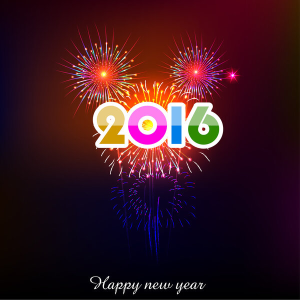 Happy New Year 2016 with fireworks background