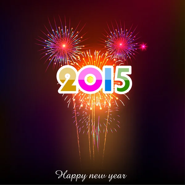 Feliz Año Nuevo 2015 con fondo de fuegos artificiales — Vector de stock