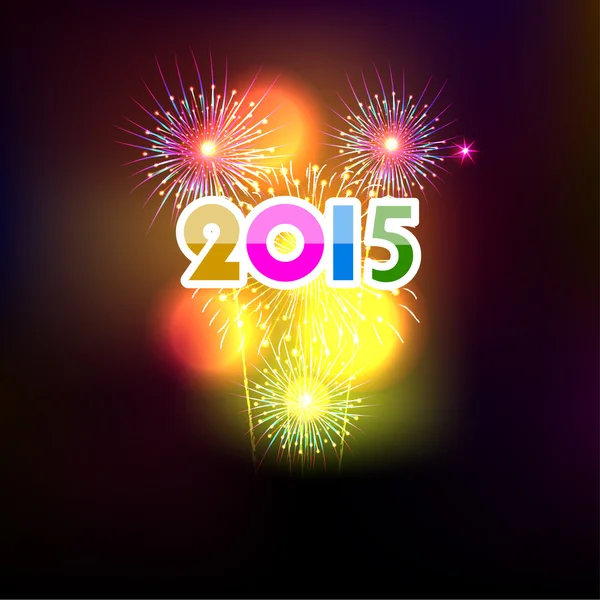 Hyvää uutta vuotta 2015 ilotulitus tausta — vektorikuva