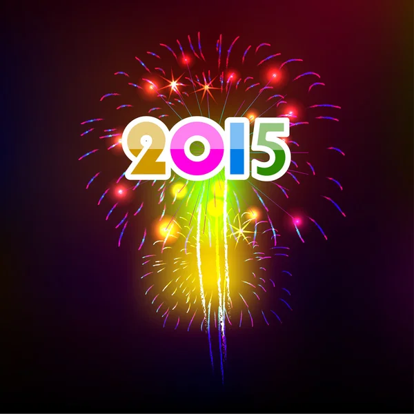 Happy New Year 2015 with fireworks background — Stock Vector