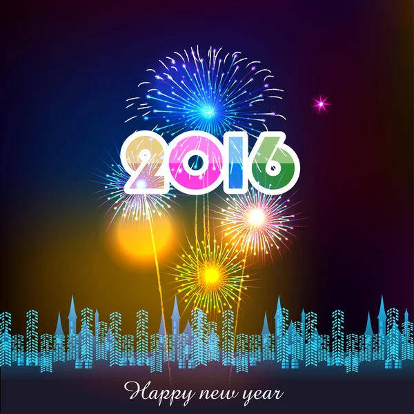 Szczęśliwego nowego roku 2016 z fajerwerkami Wektor Stockowy