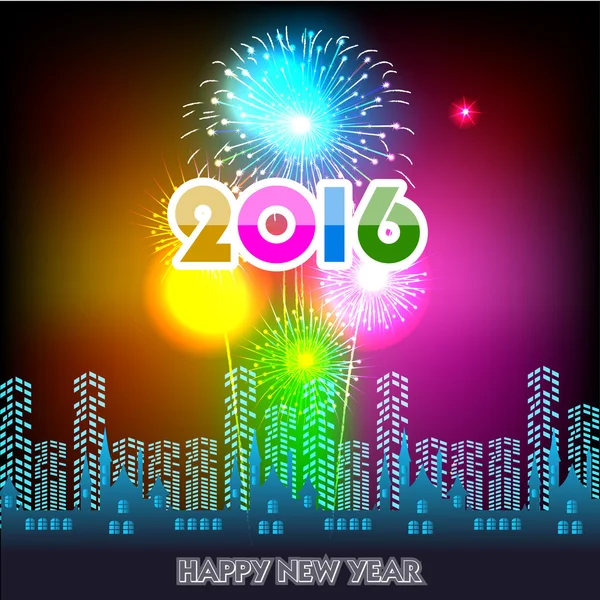 Szczęśliwego nowego roku 2016 z fajerwerków tło Wektor Stockowy