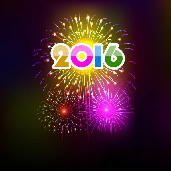 С Новым 2016 годом, фейерверки на фоне Векторная Графика