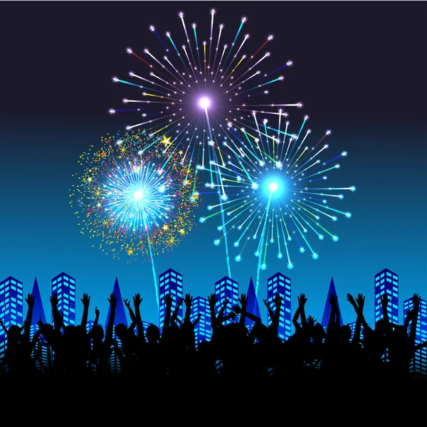 Mutlu yeni yıl havai fişek arka plan vektör çizim ile