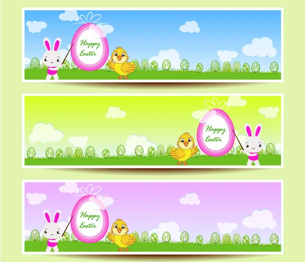 Set of three Easter banners — Stock Vector