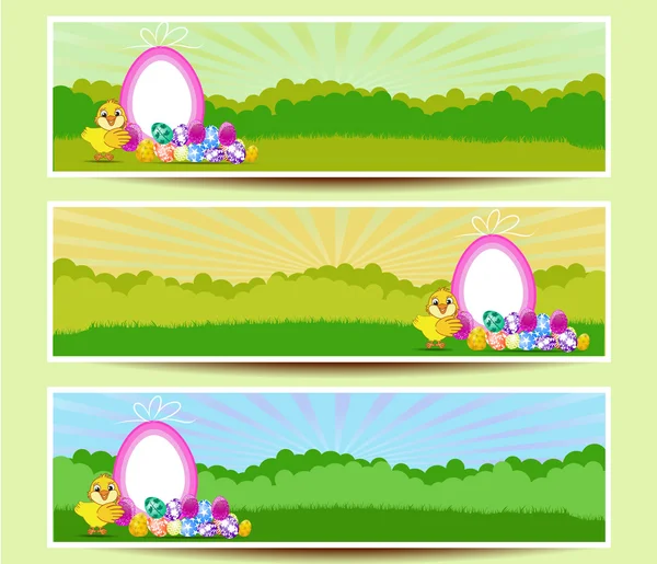 Set of three Easter banners — Stock Vector