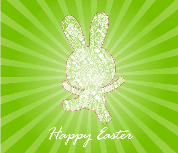 Bonne carte de Pâques avec œufs et lapins — Image vectorielle