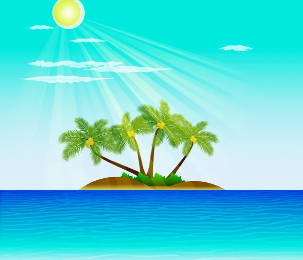 Playa tropical con palmeras vector ilustración — Vector de stock