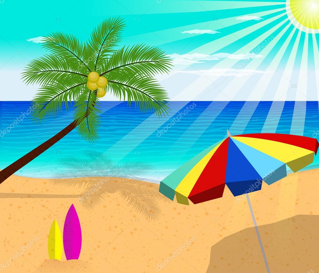 Plage tropicale avec palmiers vector illustration Image Plage tropicale avec palmiers vector illustration Image