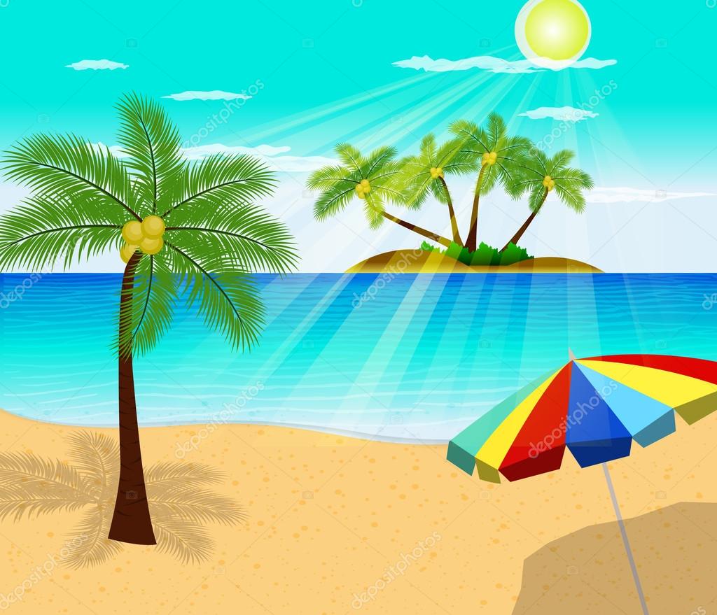 t vacances design avec des palmiers tropicaux et la mer t vacances design avec des palmiers tropicaux et la mer