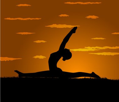 Kız gloaming egzersiz yoga yapar