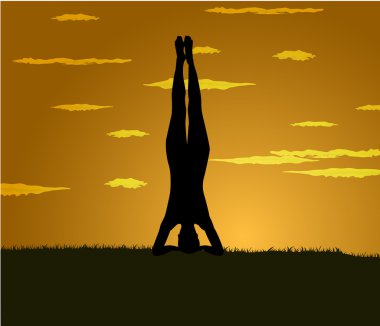 Kız gloaming egzersiz yoga yapar