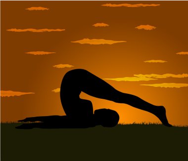 Kız gloaming egzersiz yoga yapar