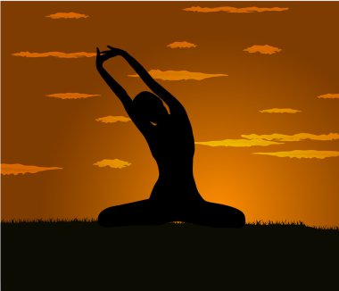 Kız gloaming egzersiz yoga yapar