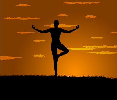 Kız gloaming egzersiz yoga yapar