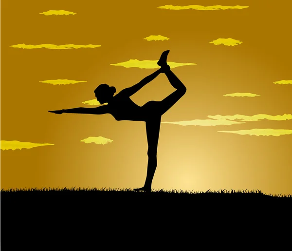 Mädchen macht Yoga-Übung bei der Düsternis — Stockvektor