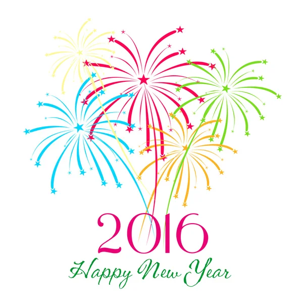 新年あけましておめでとうございます花火 2016年ホリデイ ・背景デザイン — ストックベクタ