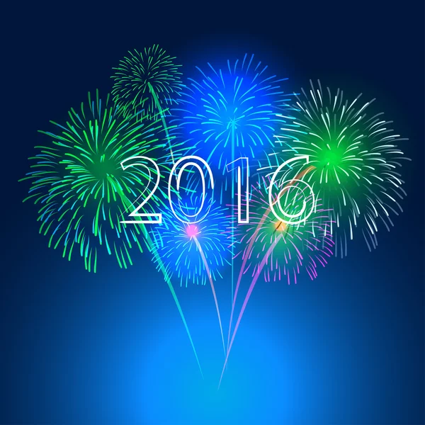 Feliz ano novo fogos de artifício 2016 férias fundo design — Vetor de Stock