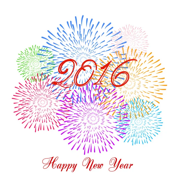 새 해 복 많이 받으세요 불꽃놀이 2016 휴일 배경 디자인 — 스톡 벡터