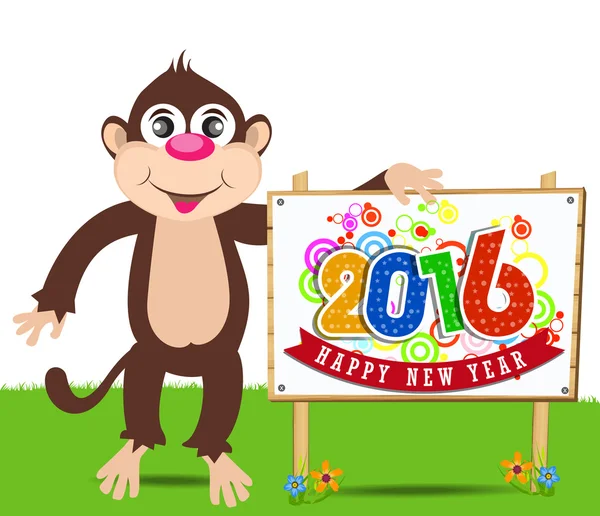 新年あけましておめでとうございます、猿の 2016 年 — ストックベクタ