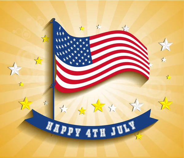 4 juillet Insigne de fête de l'indépendance américaine — Image vectorielle
