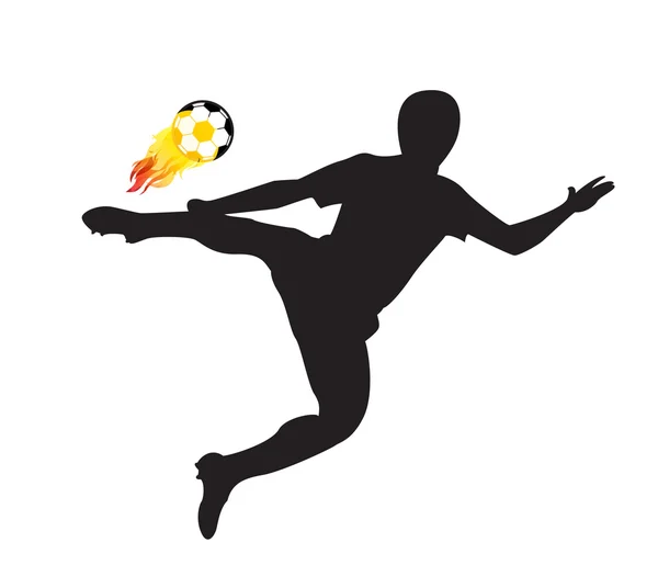 Παίκτης πυροβόλησε την μπάλα φωτιάς Vector εικονογράφηση σχεδιαστικά στοιχεία — Διανυσματικό Αρχείο