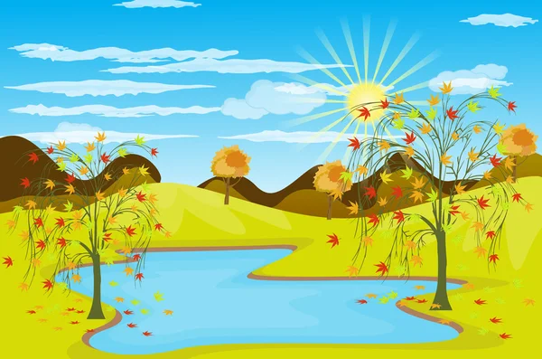 Autumn Landscape background Vector illustration — Stock Vector