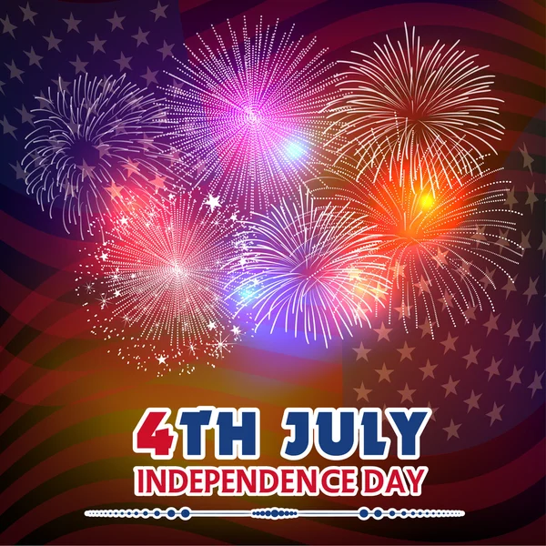 Fourth of July with firework Background — Stock Vector