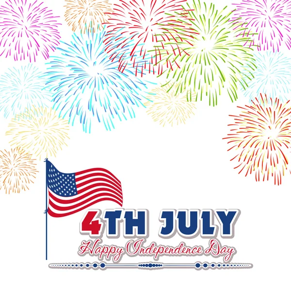 Fourth of July with firework Background — Stock Vector