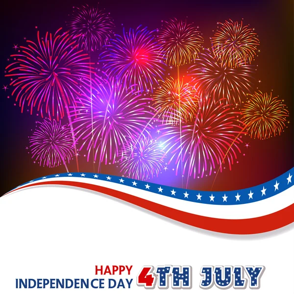 Fourth of July with firework Background — Stock Vector