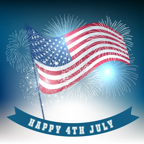 Fourth of July with firework Background — Stock Vector