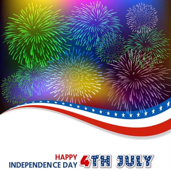 Fourth of July with firework Background — Stock Vector