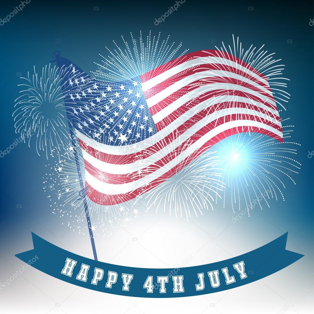 Fourth of July with firework Background