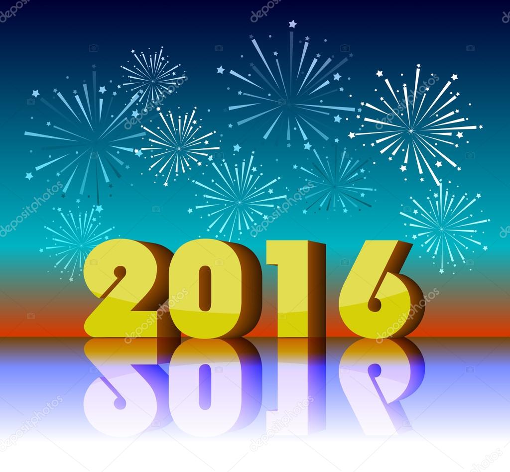 Beautiful text Happy New Year 2016